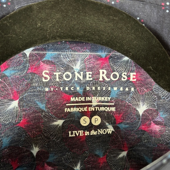 Stone Rose Men's Dark Blue Patterned Short Sleeve Button Down Shirt - Picture 2 of 10